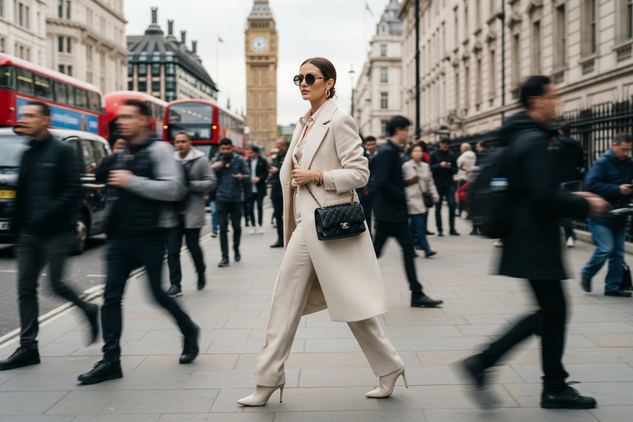 crowded street, but people are blurred
